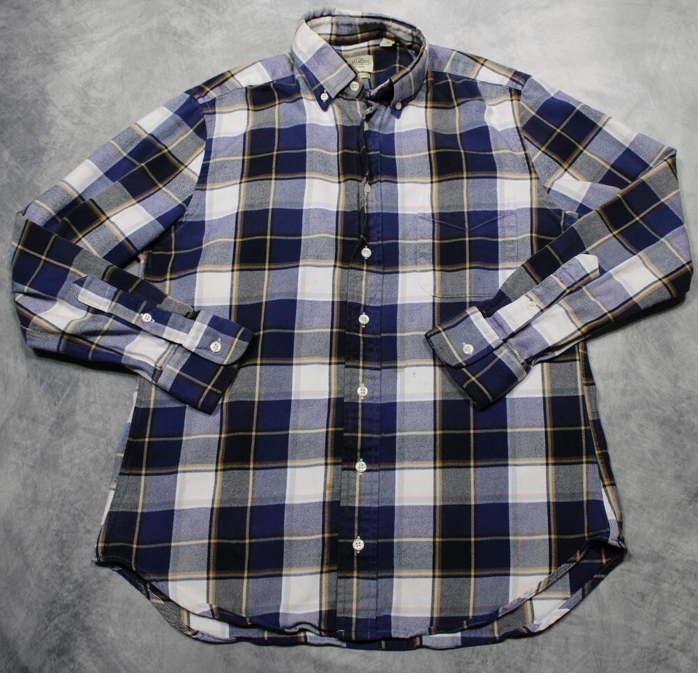 Gitman Bros Shirt Mens Medium Blue Plaid Flannel Long Sleeve Button Down USA